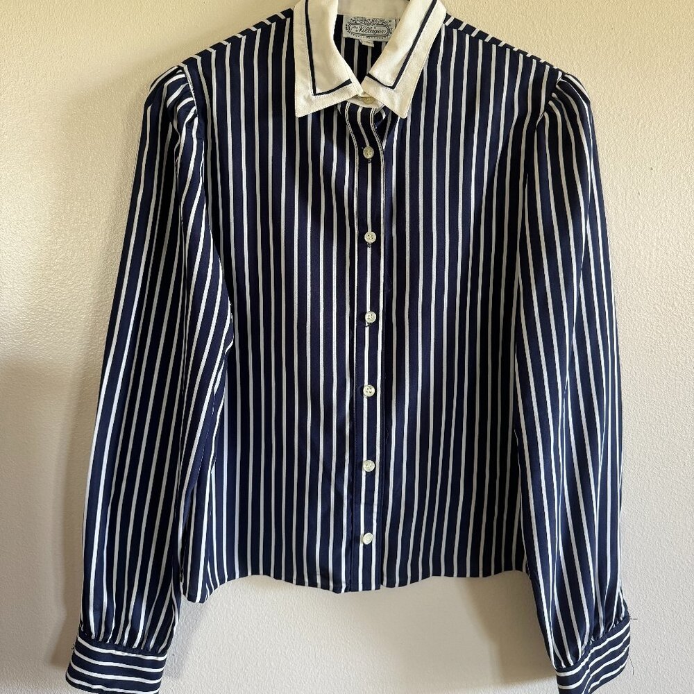 Vintage Striped Button Up Long Sleeve Blouse 3